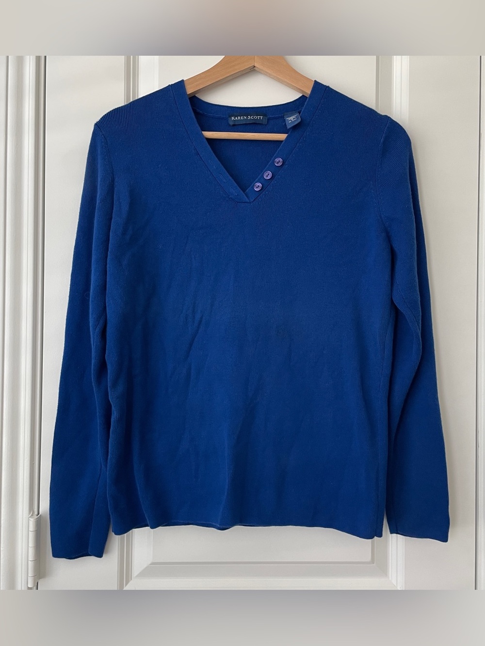 Karen Scott‎ Royal Blue V-Neck Pullover Sweater